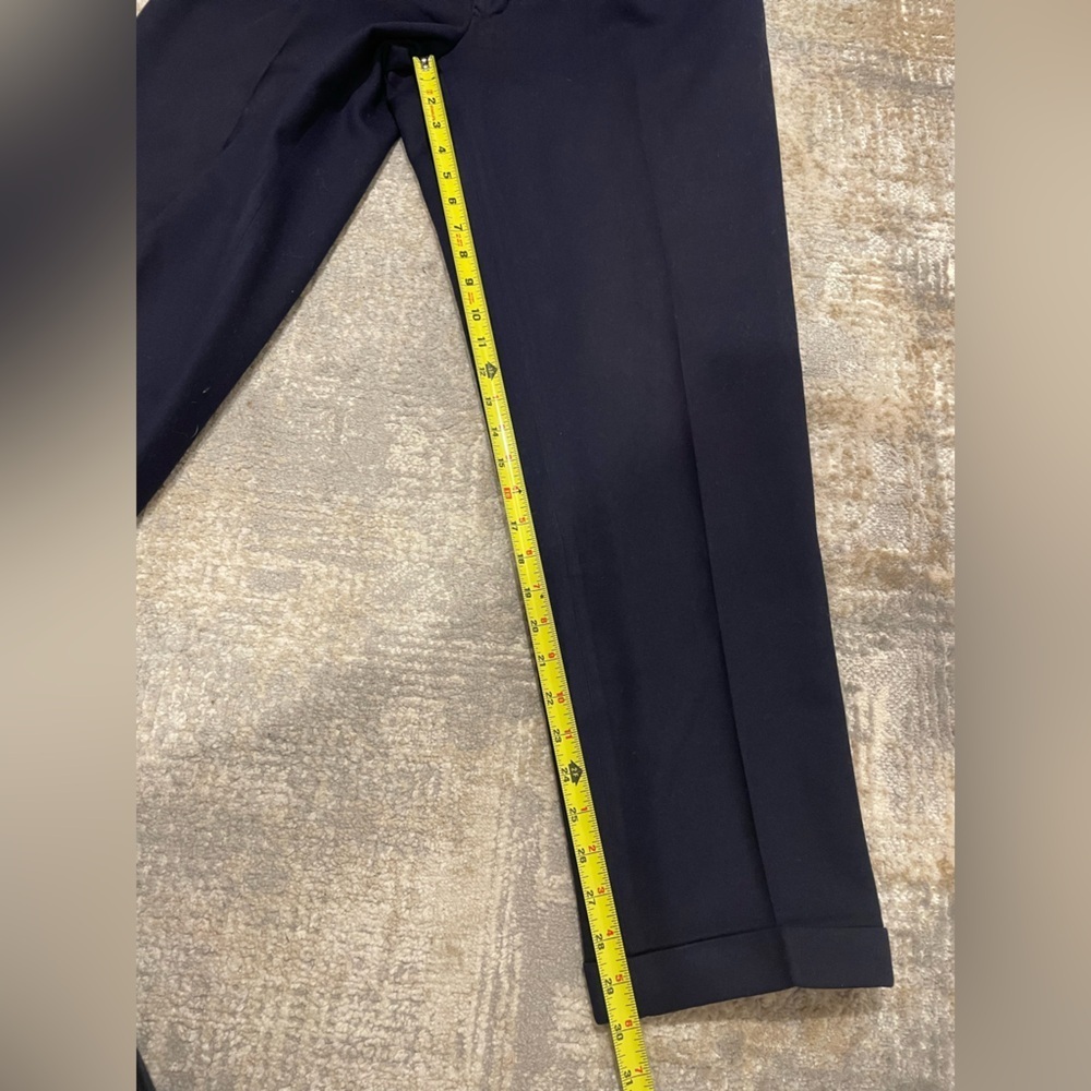 Vintage Polo Ralph Lauren Pleated Cuffed Wool Navy Blue Dress Pants Size 32 USA - Picture 6 of 8
